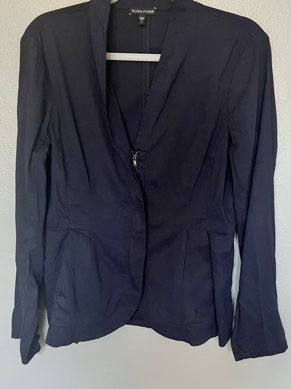 Eileen Fisher Dark Navy Zip-Front Blazer